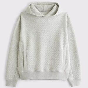 NWT Quilted Hoodie, Light Grey Heather, Medium